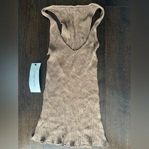 THE ROW Brown Knit Tank Top